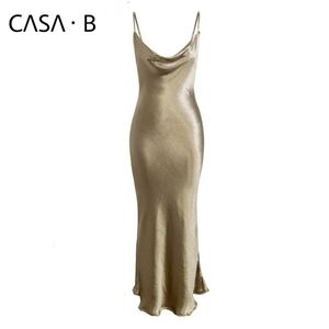 5⭐️CASA B | Adrienne Satin Slip Dress in Champagne gold